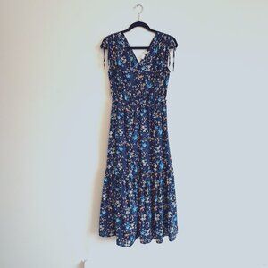 Gap Dark Blue Floral Print Sleeveless Maxi Dress